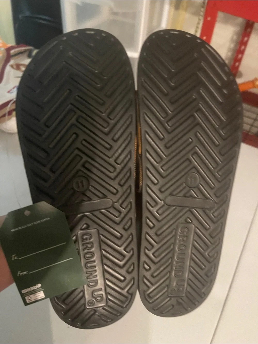 Golf-Themed Slide Sandals with Red Flag Accent